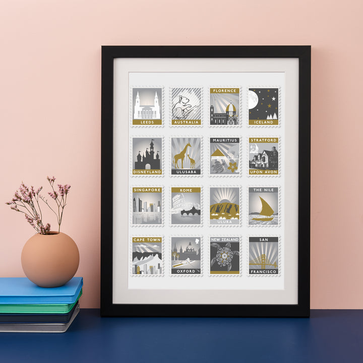 Stamp Art Destination Print 16 Stamps