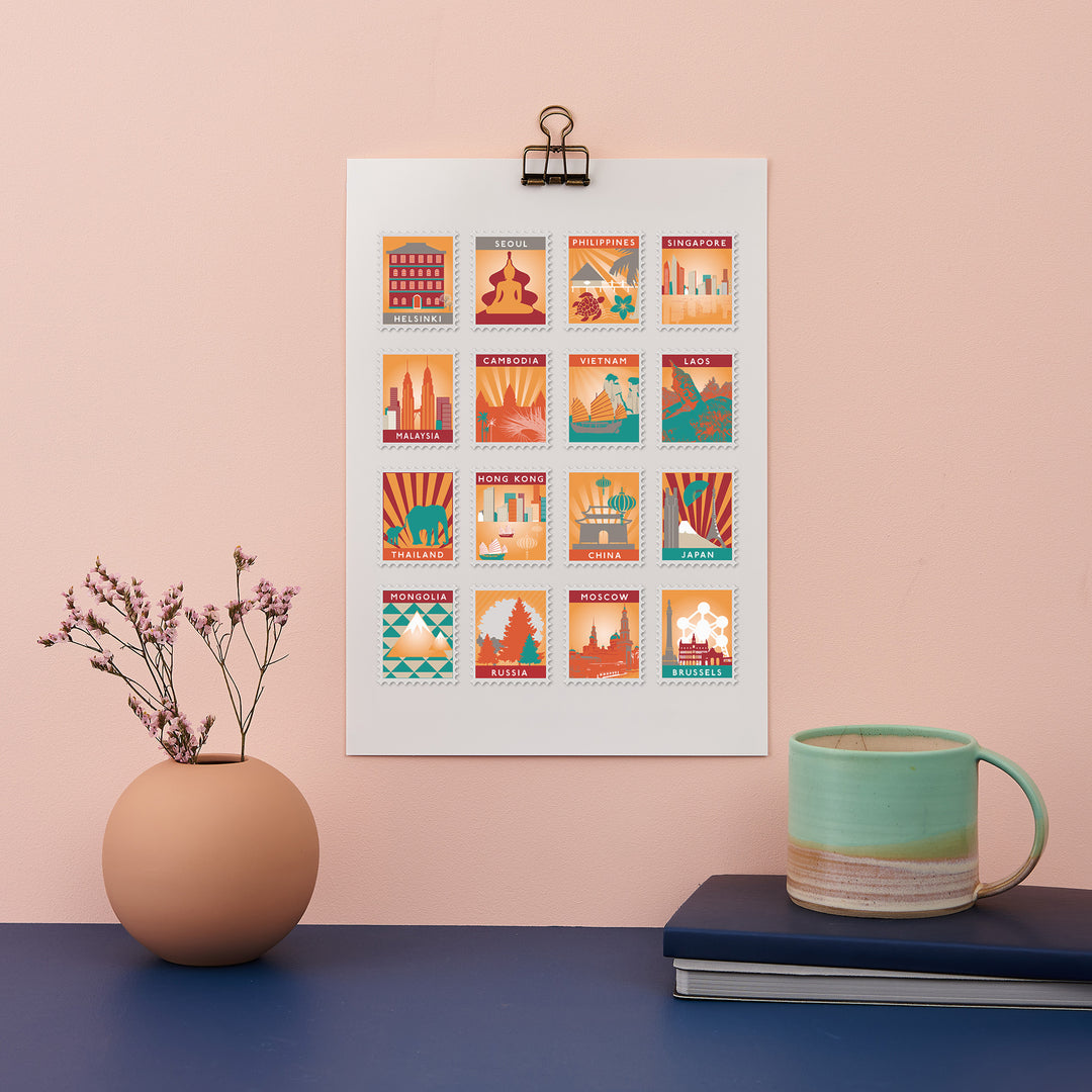 Stamp Art Destination Print 16 Stamps