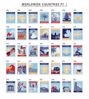 Nine Postage Stamp Destination Print  Print - Betsy Benn