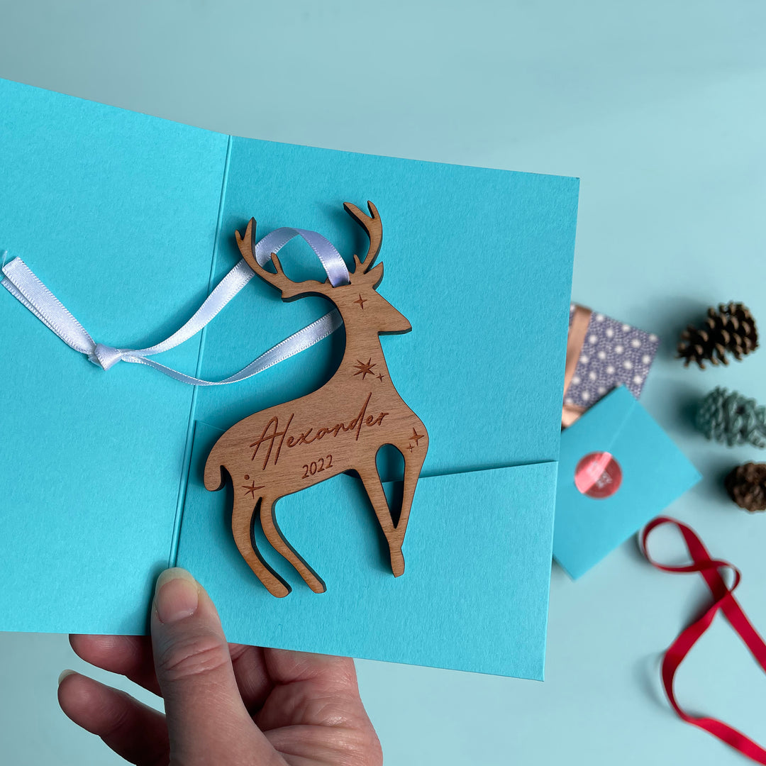 Reindeer Matisse Style Personalised Christmas Decoration