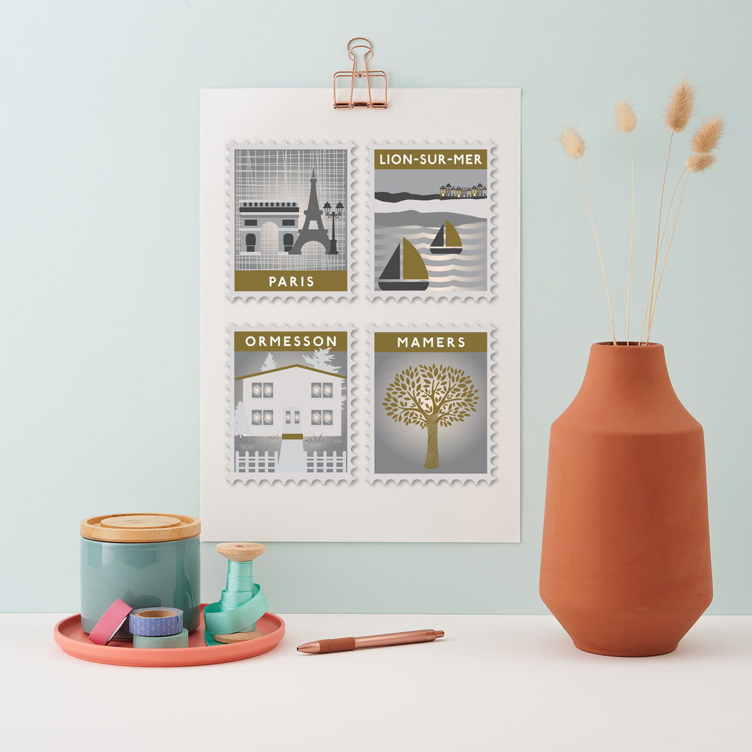 Favourite Destinations Postage Stamp Art