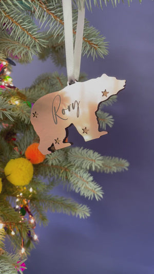 Copper Polar Bear Personalised Christmas  Decoration