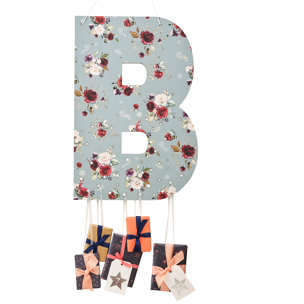 Large Floral Wooden Personalised Initial Advent Calendar