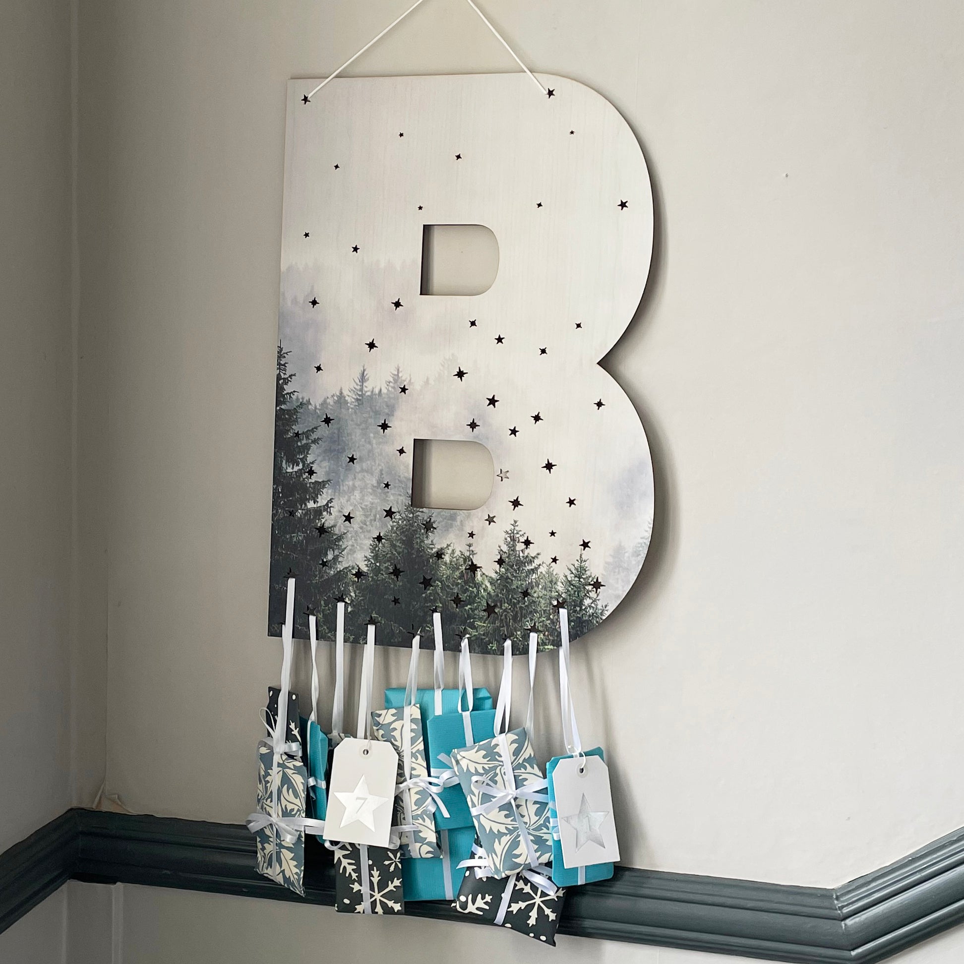 Large Wooden Forest Personalised Initial Advent Calendar