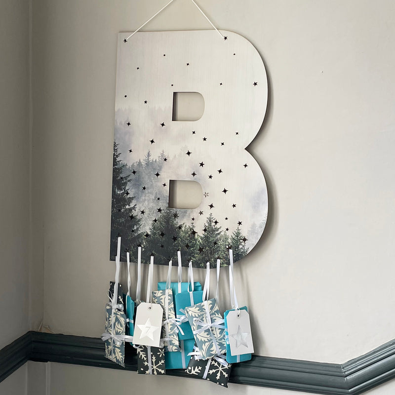 Large Wooden Forest Personalised Initial Advent Calendar - Betsy Benn