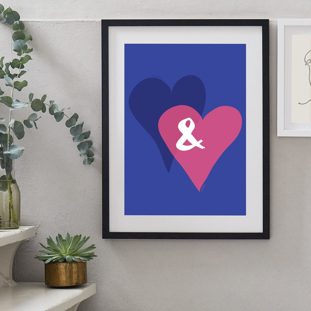 Personalised Entwined Hearts Ampersand Print-Print-Betsy Benn