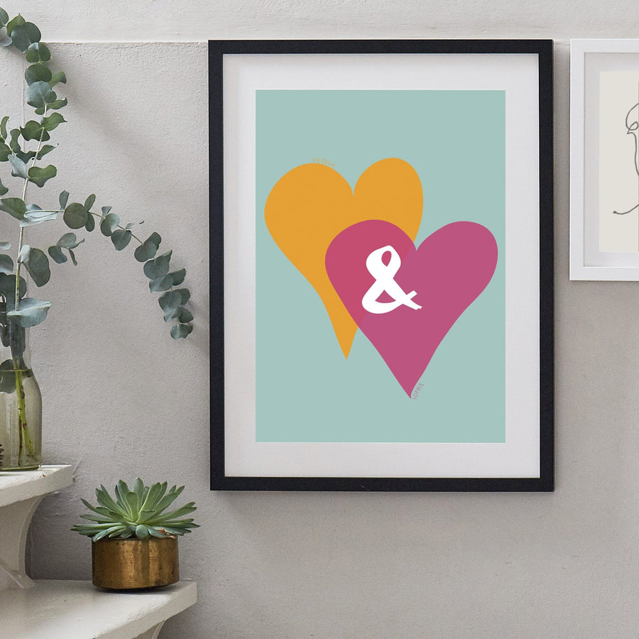Personalised Entwined Hearts Ampersand Print-Print-Betsy Benn