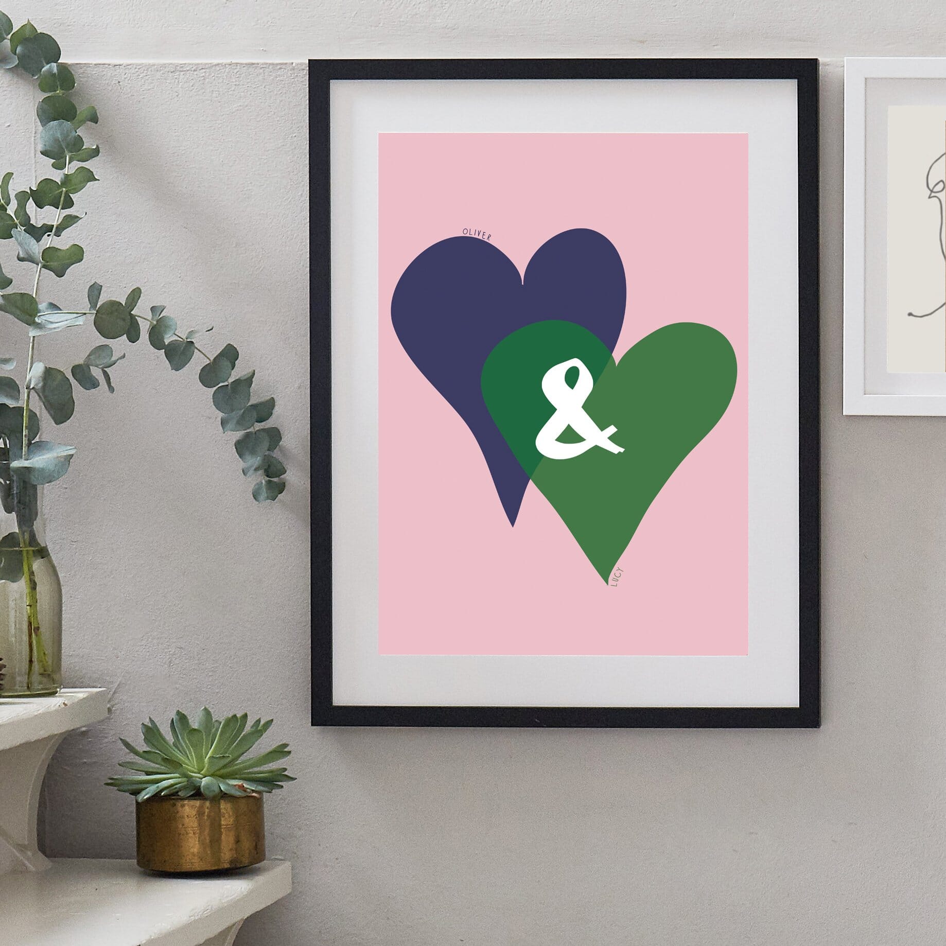 Personalised Entwined Hearts Ampersand Print-Print-Betsy Benn