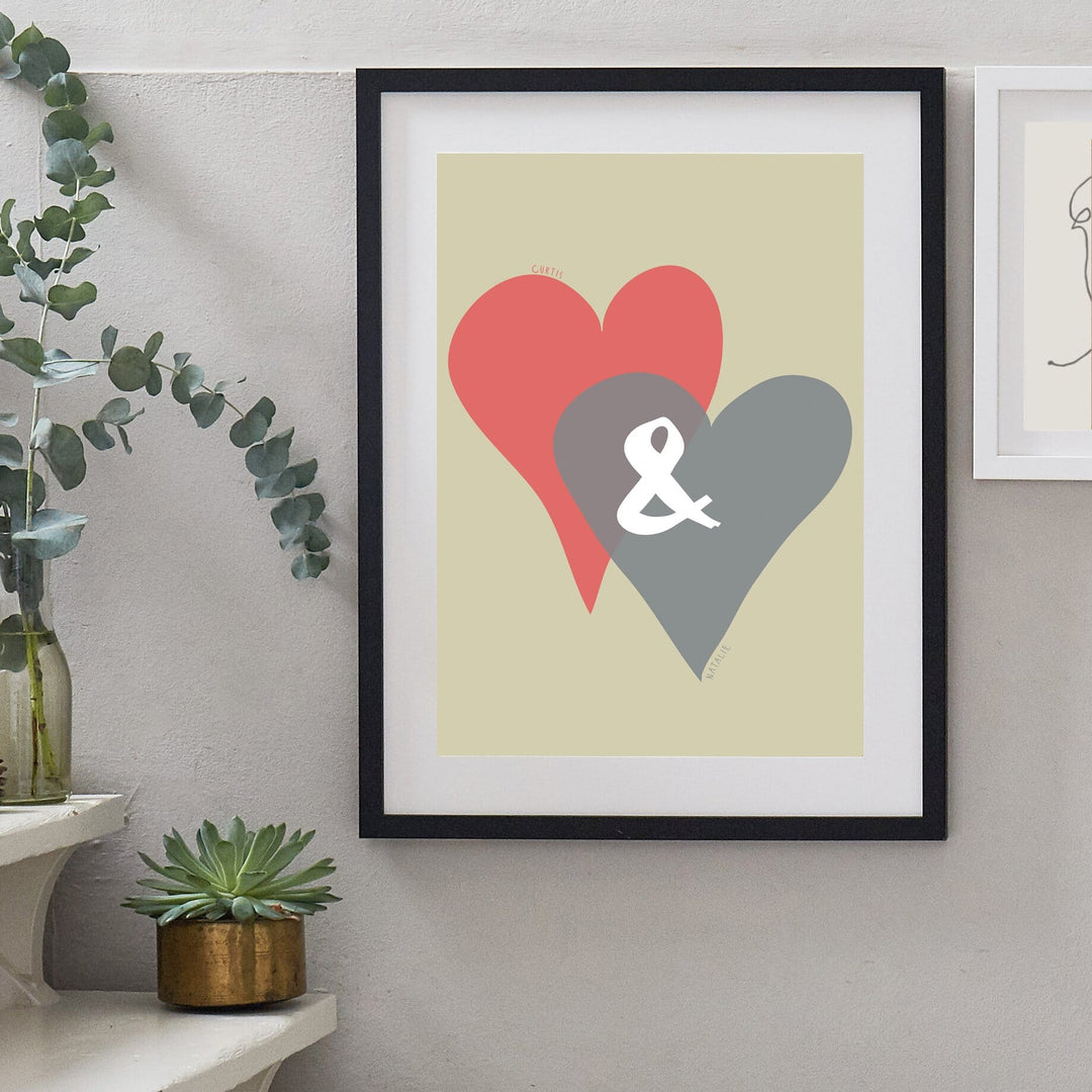 Personalised Entwined Hearts Ampersand Print-Print-Betsy Benn