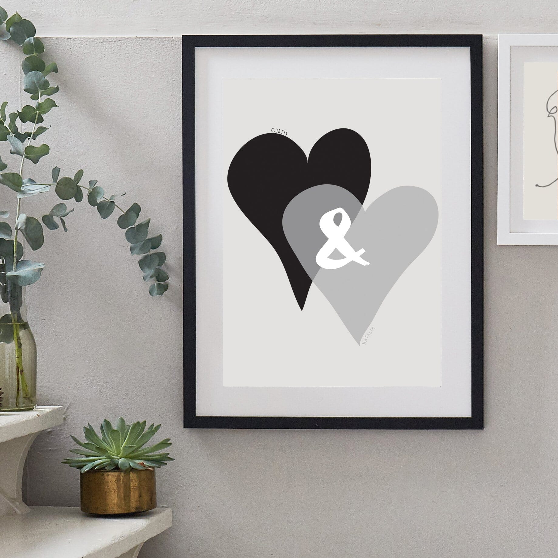 Personalised Entwined Hearts Ampersand Print-Print-Betsy Benn