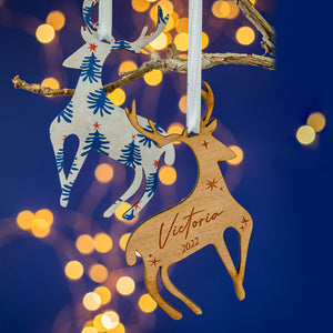 Reindeer Matisse Style Personalised Christmas Decoration