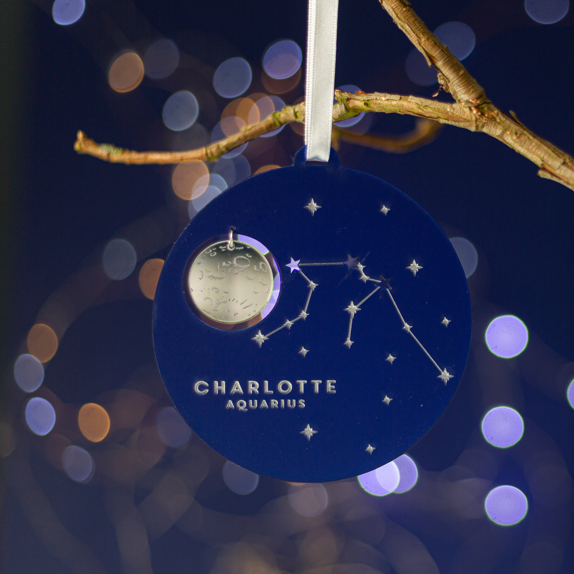 cobalt blue star sign zodiac christmas tree ornament