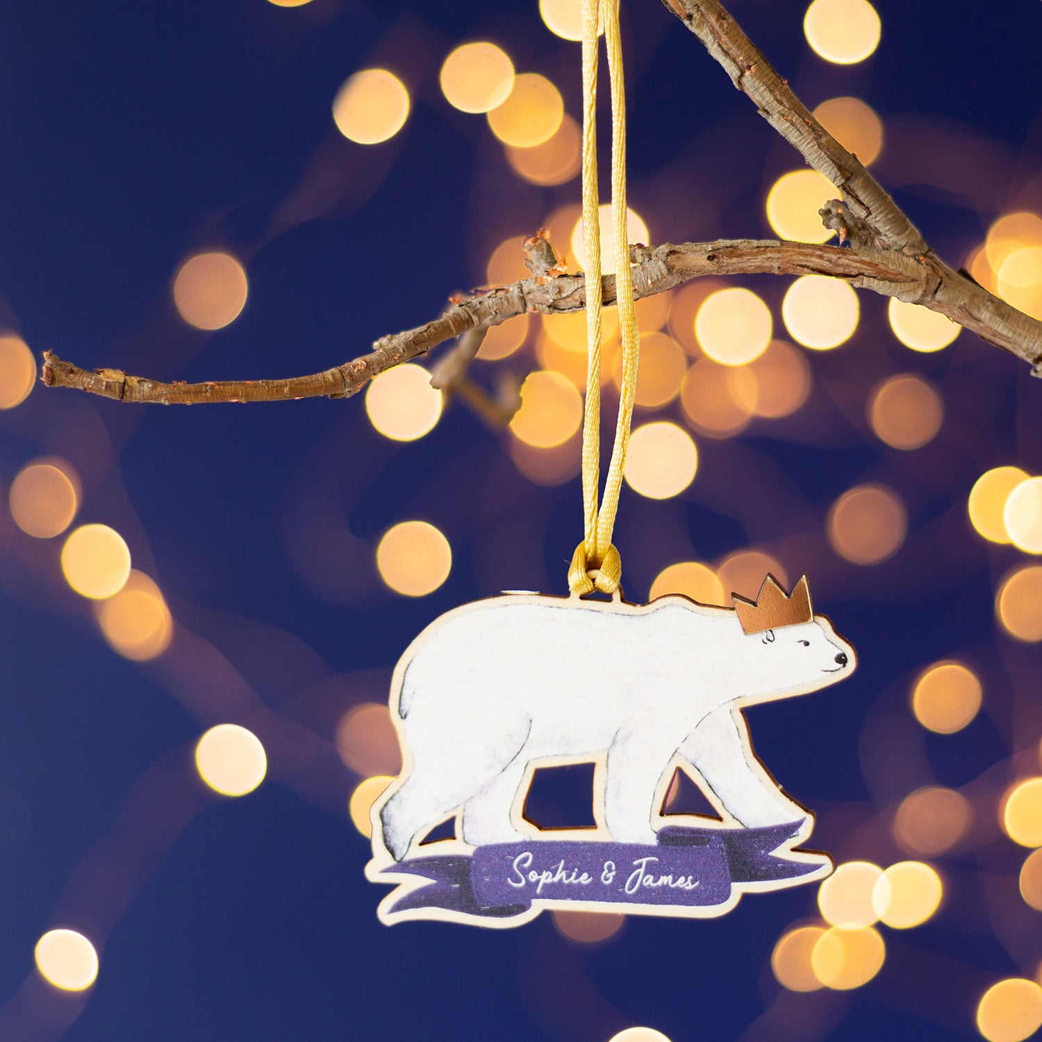 Polar Bear Personalised Wooden Christmas Card & Bauble