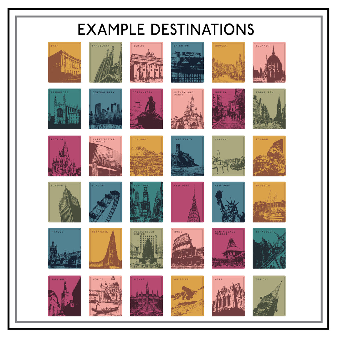 Some examples of the locations available to be chosen from in varying colour options.