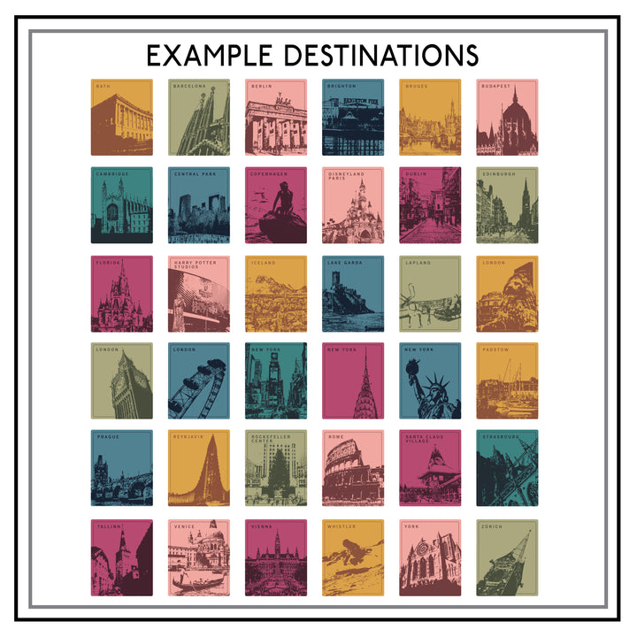 Some examples of the locations available to be chosen from in varying colour options.