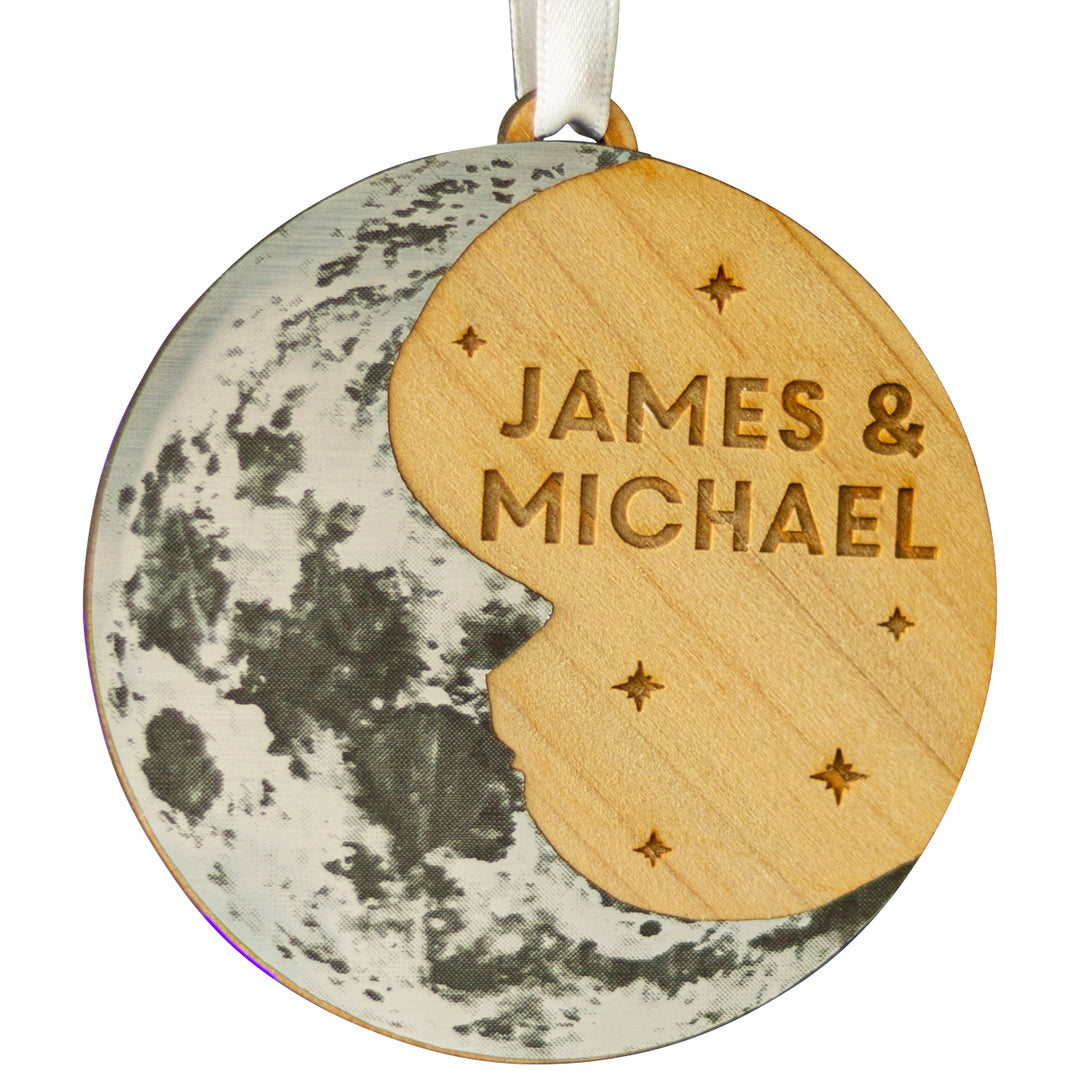 close-up photos of the decorations and their custom engravings.