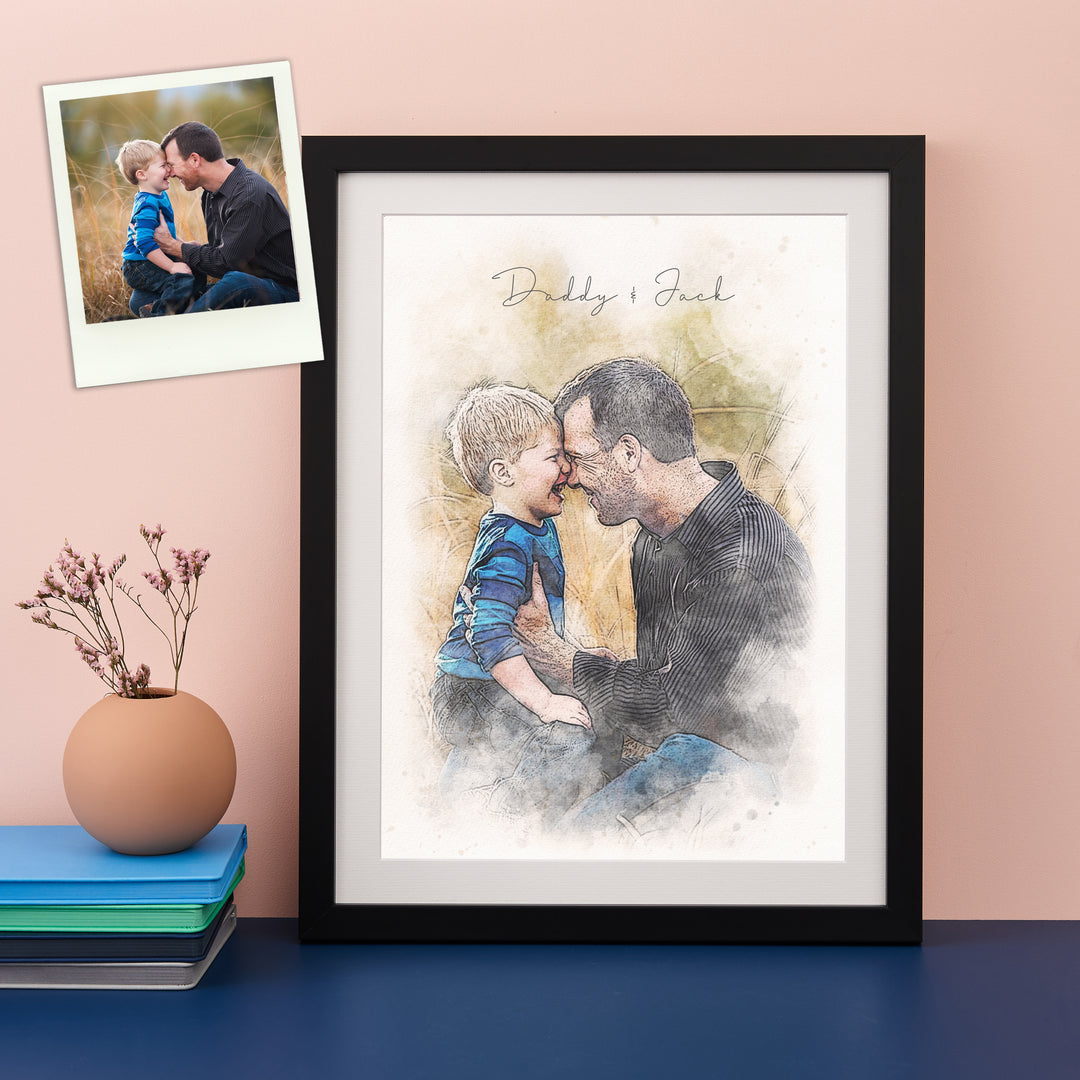 Daddy & Me Watercolour Portrait