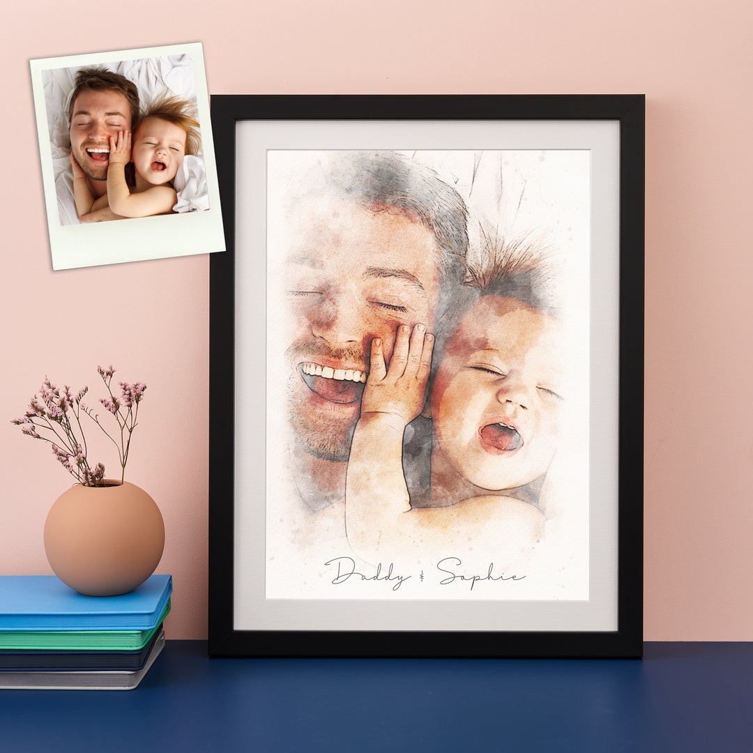 Daddy & Me Watercolour Portrait