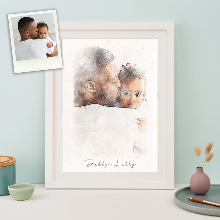 Daddy & Me Watercolour Portrait