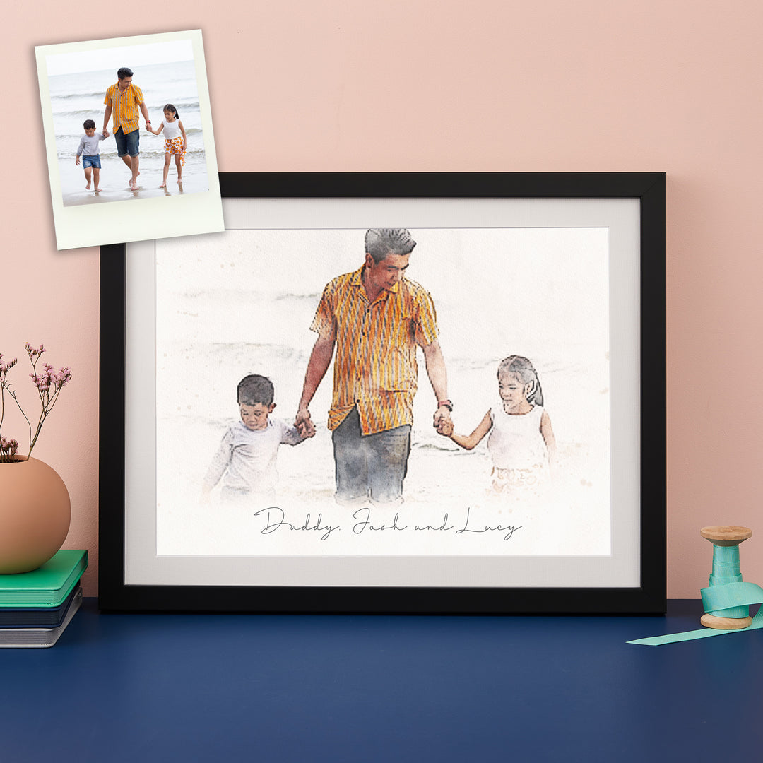 Daddy & Me Watercolour Portrait