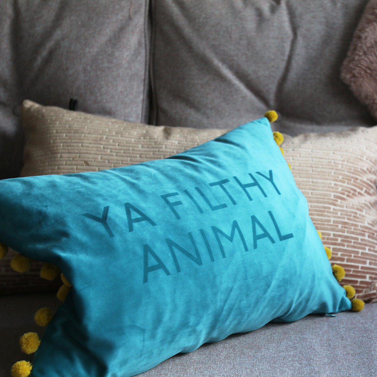 Favourite Quote or Song Lyric Pom Pom Cushion