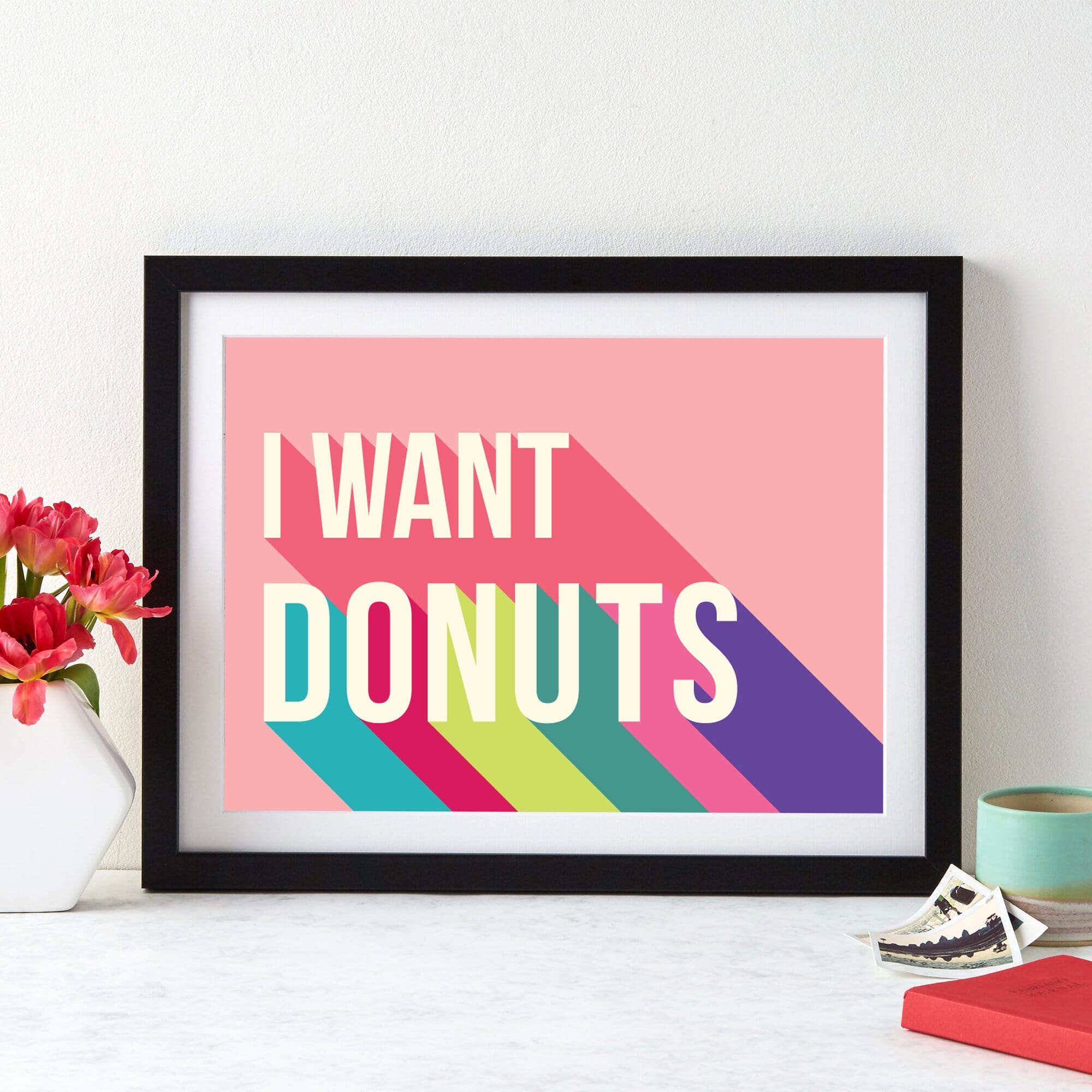 I Want Donuts Colourful Giclee Print-Betsy Benn
