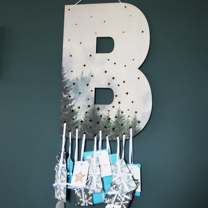 Large Wooden Forest Personalised Initial Advent Calendar