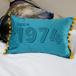 Personalised Made In Year Velvet Cushion-Betsy Benn