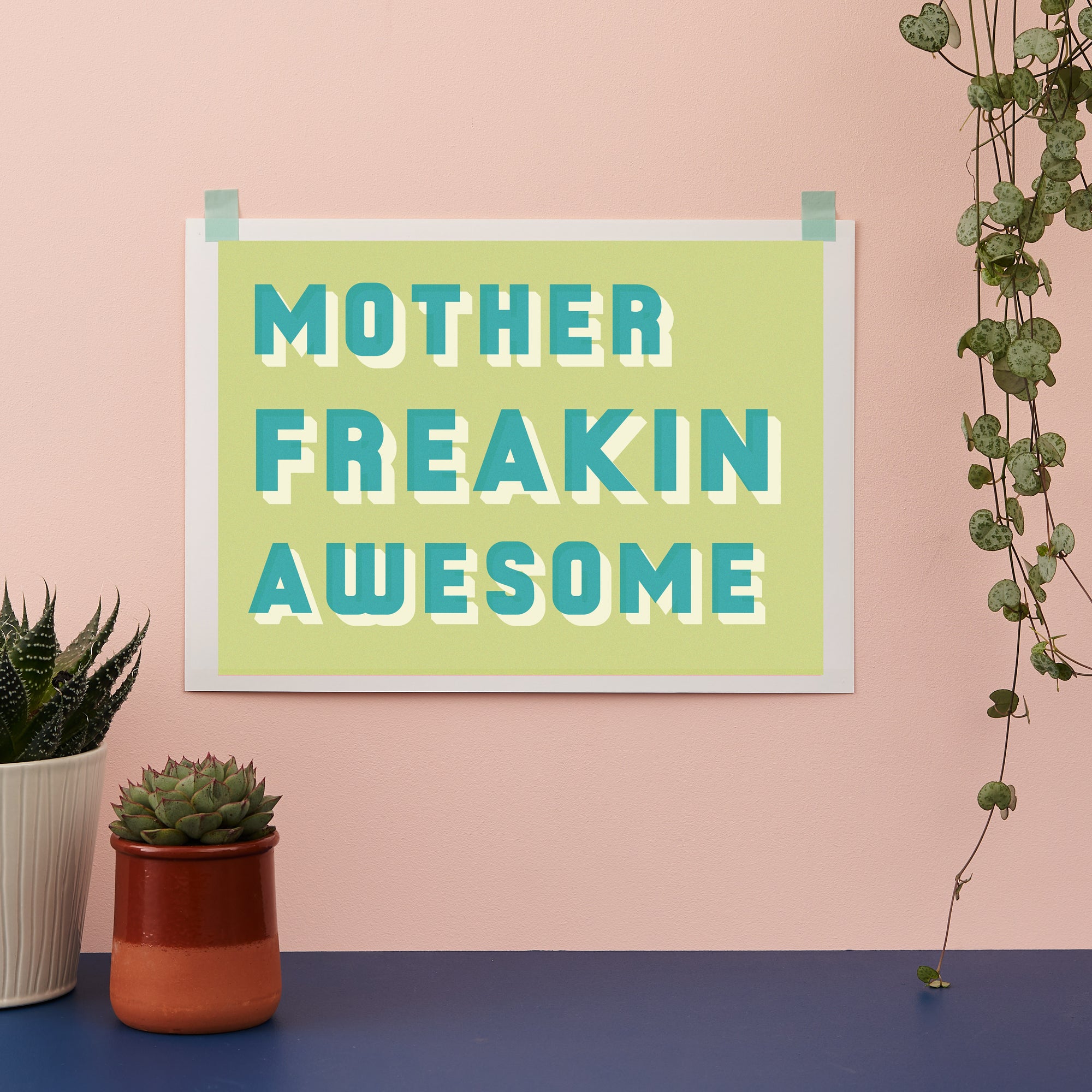 Bold Typographic Riso Print - Mother Freakin Awesome