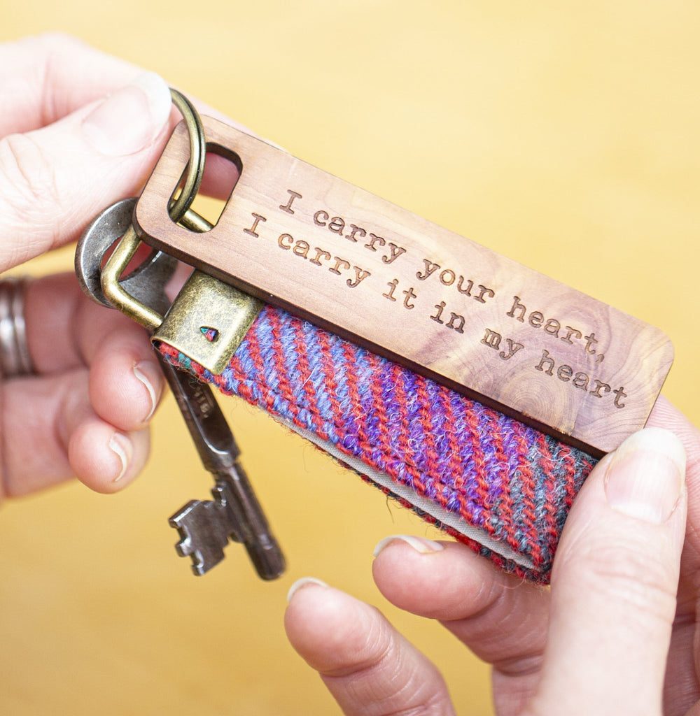 Keyring - Harris Tweed Personalised Message Keyring-Keyring-Betsy Benn
