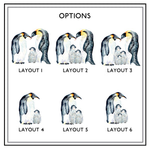 Personalised Family of Penguins Wooden Christmas Card & Bauble