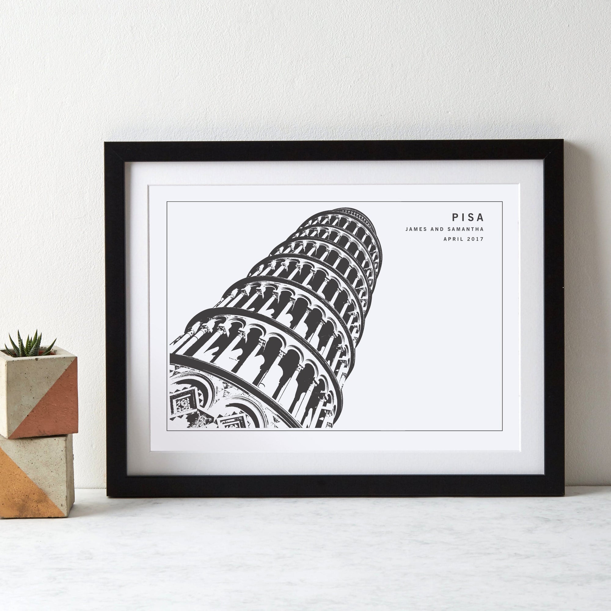 Leaning Tower of Pisa Monochrome Italy Art  Print - Betsy Benn