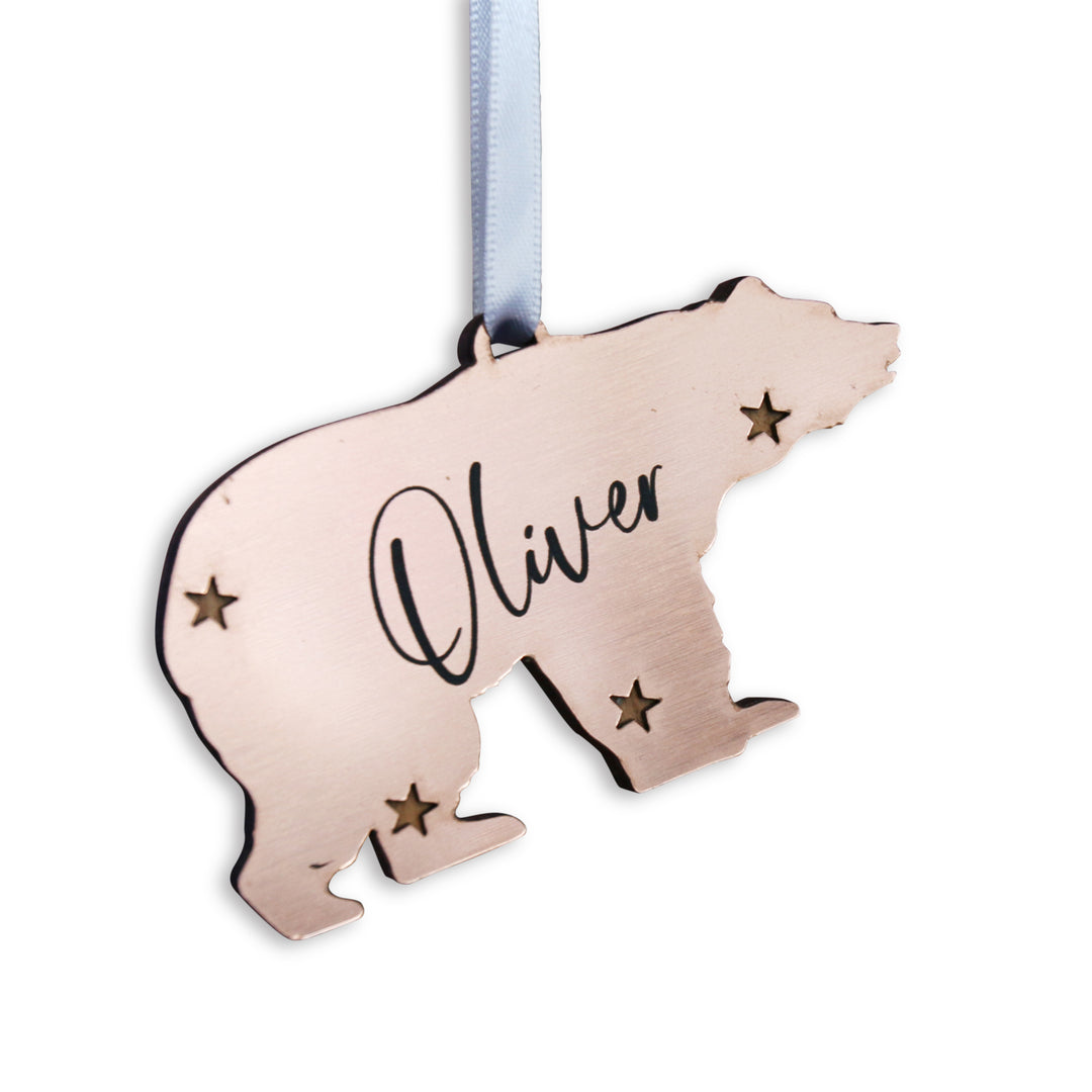 Copper Polar Bear Personalised Christmas  Decoration
