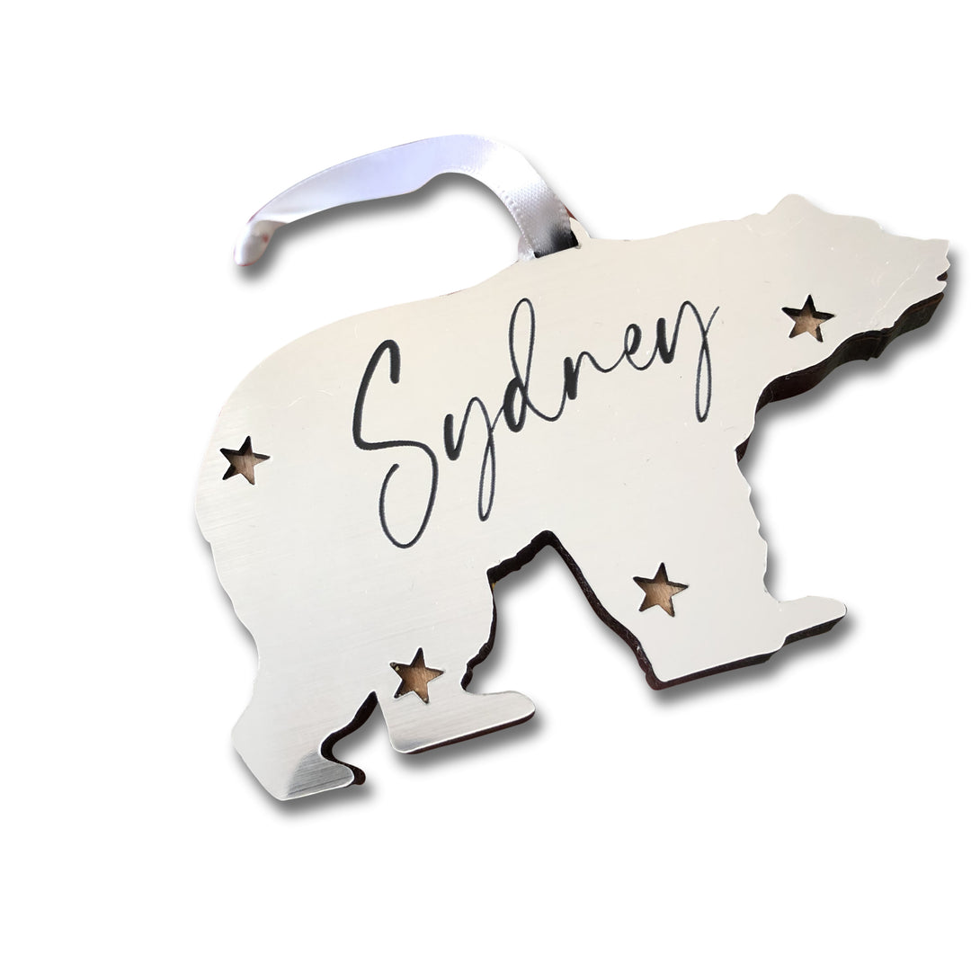 Copper Polar Bear Personalised Christmas  Decoration