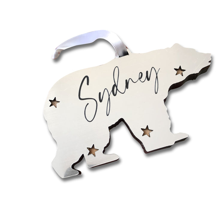 Copper Polar Bear Personalised Christmas  Decoration