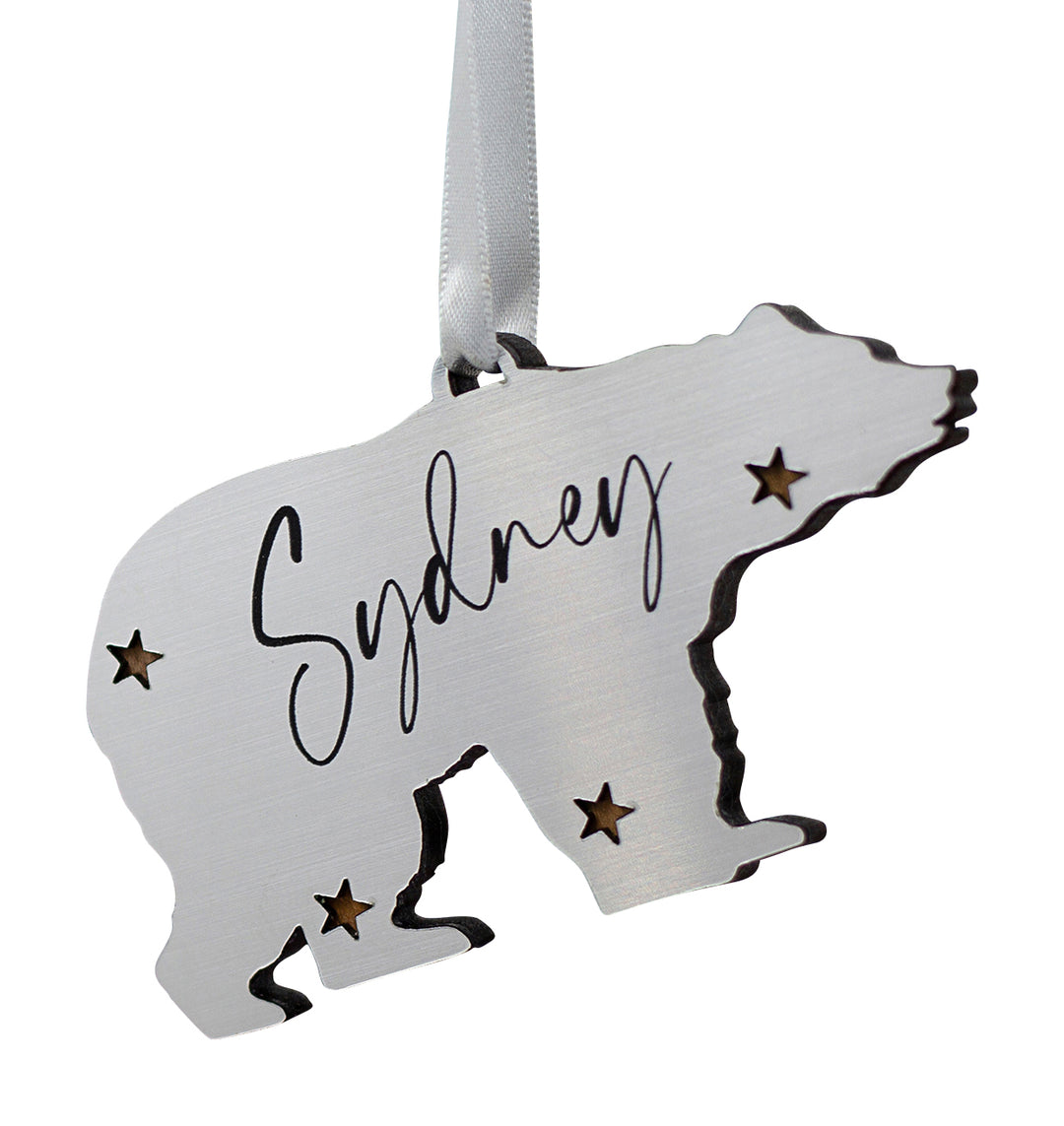 Silver Polar Bear Personalised Christmas Decoration