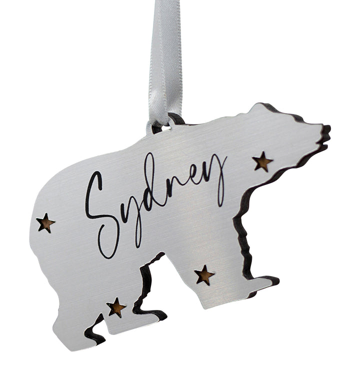 Silver Polar Bear Personalised Christmas Decoration