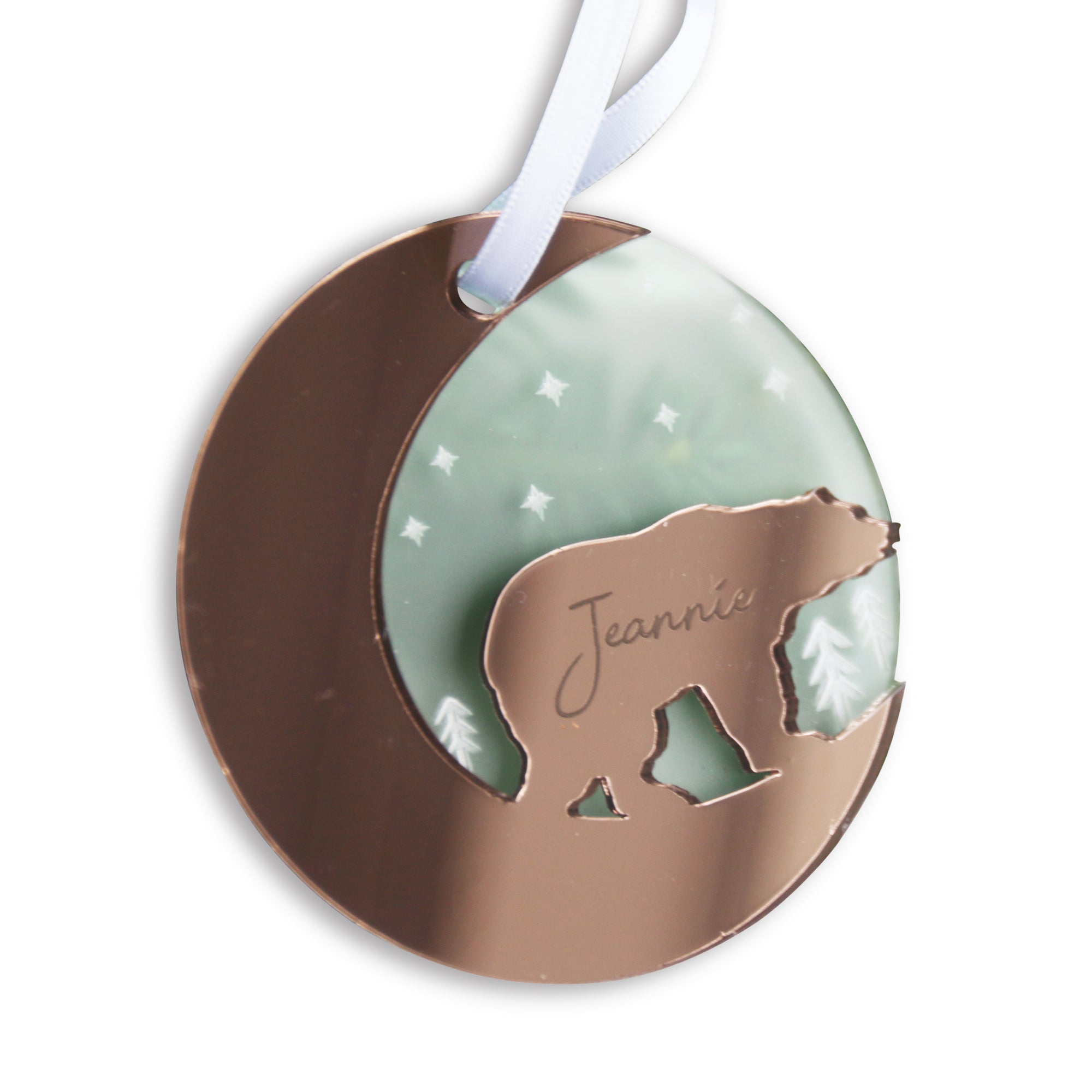 Starry Bear Mirror Personalised Christmas Decoration
