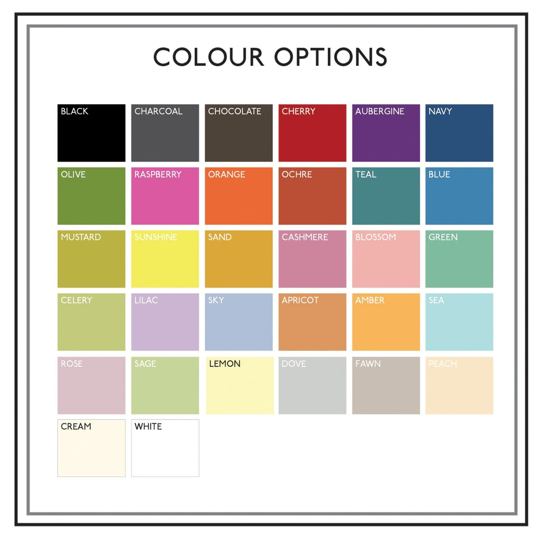 A color palette with 30 different color options. The colors are arranged in a grid with each color having a name label below it.