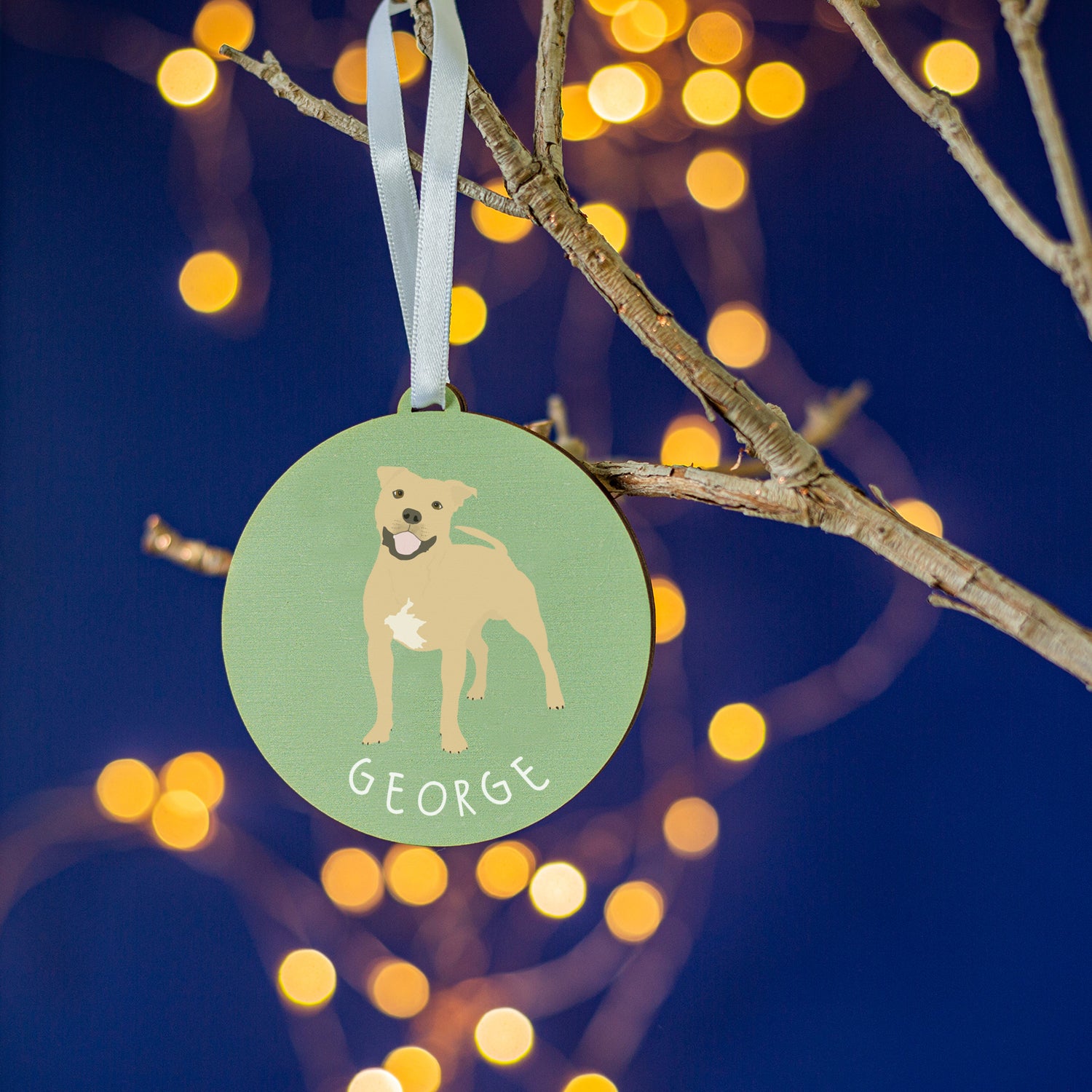 Staffie Personalised Dog Christmas Tree Decoration