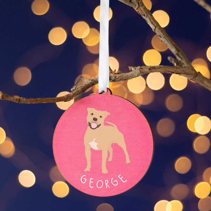 Staffie Personalised Dog Christmas Tree Decoration