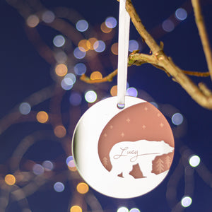 Starry Bear Mirror Personalised Christmas Decoration
