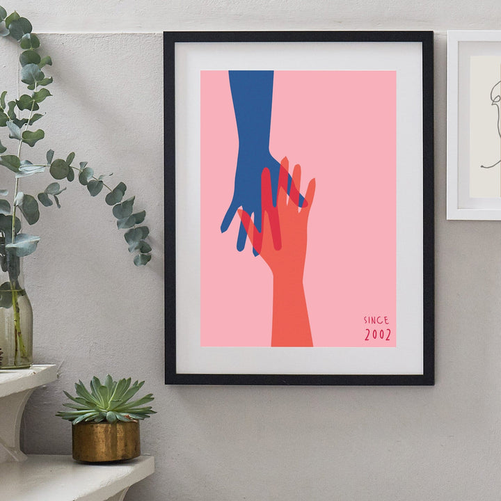 Holding Hands Personalised Couples Anniversary Print-Print-Betsy Benn