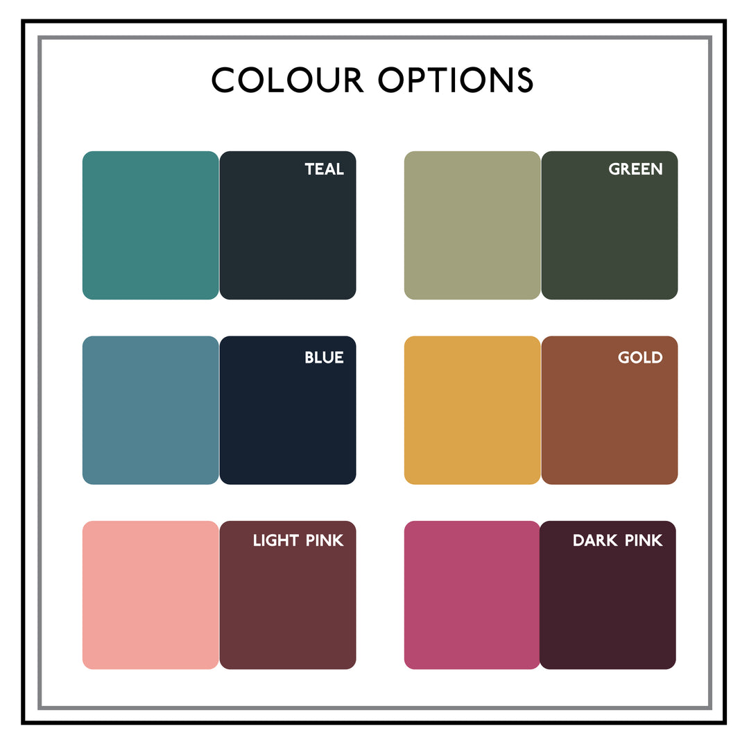 The different colour options that are available for the wooden baubles.