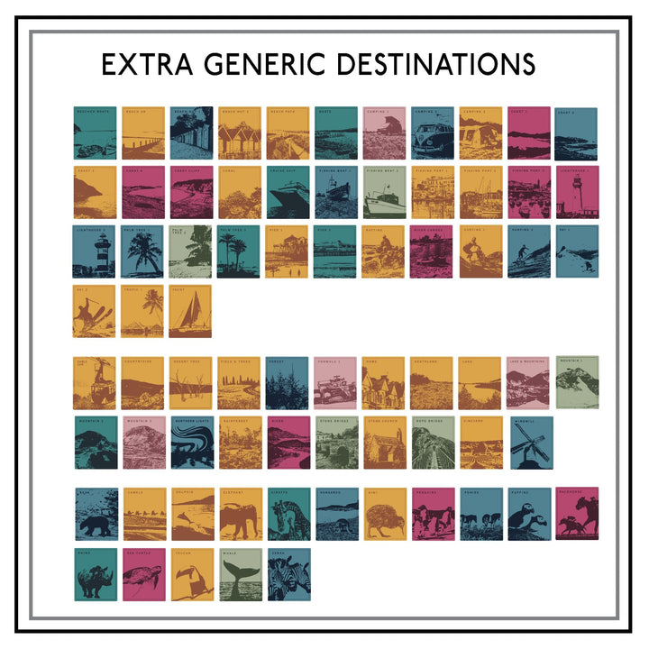 Image showing designs that are muti purpose and generic, that an be used for multiple destinations