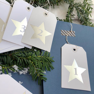 Silver Star Advent Calendar Tags  Decoration - Betsy Benn