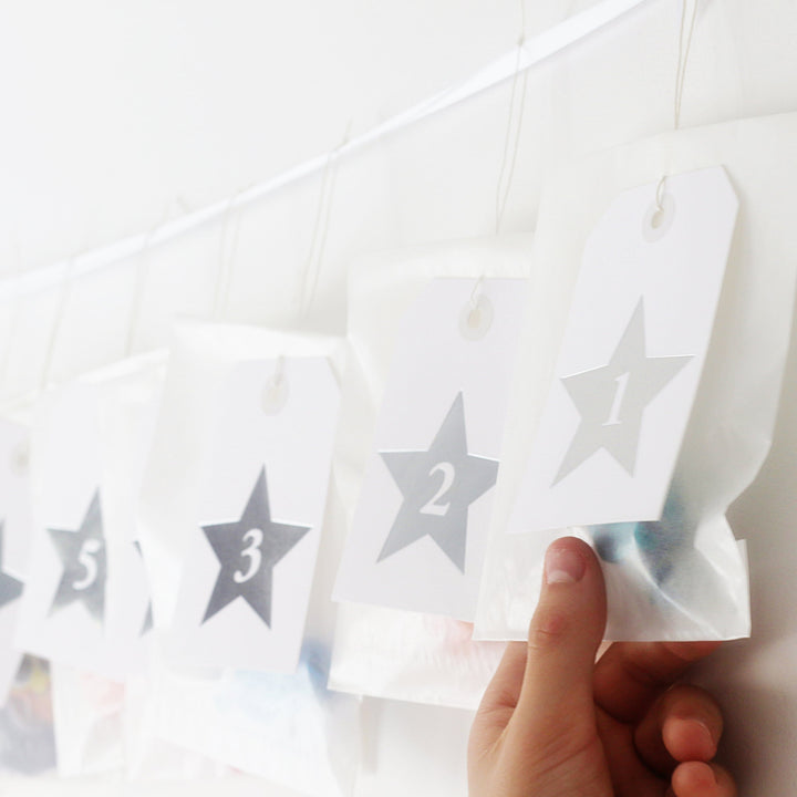 Silver Star Advent Calendar Tags-Decoration-Betsy Benn