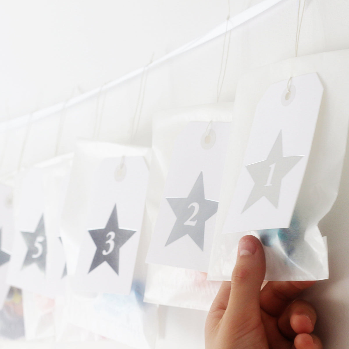 Silver Star Advent Calendar Tags by Betsy Benn