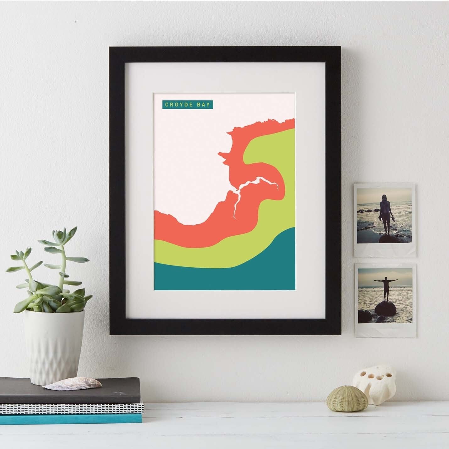 Abstract style 4 coloured print of the Croyde Bay coastline