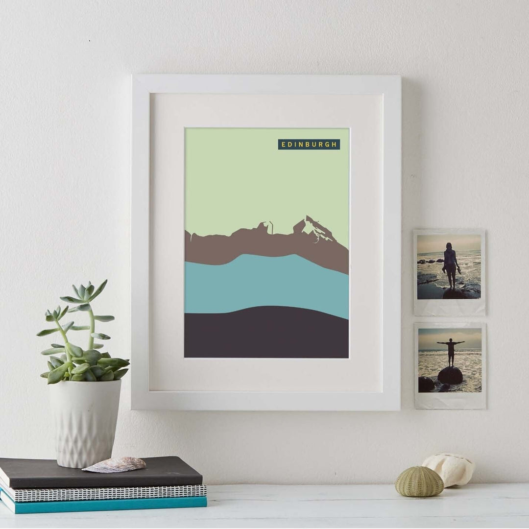 Abstract style 4 coloured print of the Edinburgh coastline